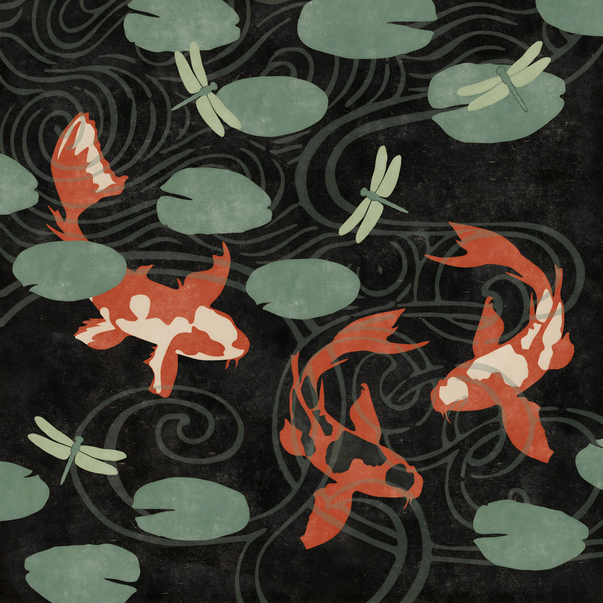 Three Koi Pond Wall Mural in your room