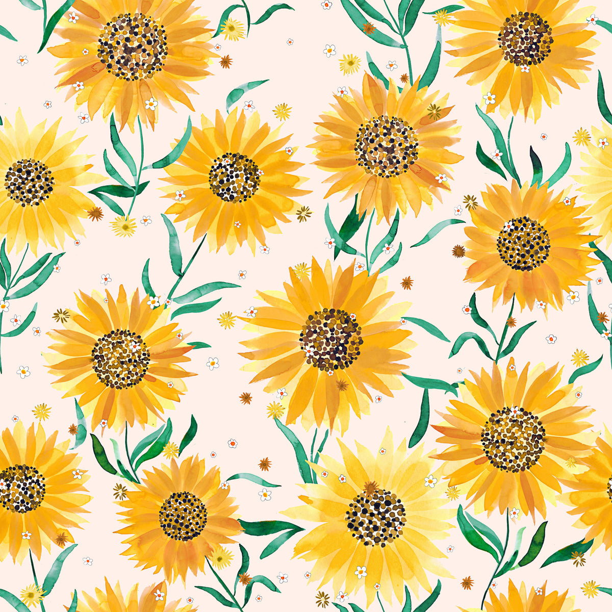 Sunflowers Cottagecore Yellow White Wallpaper⁠