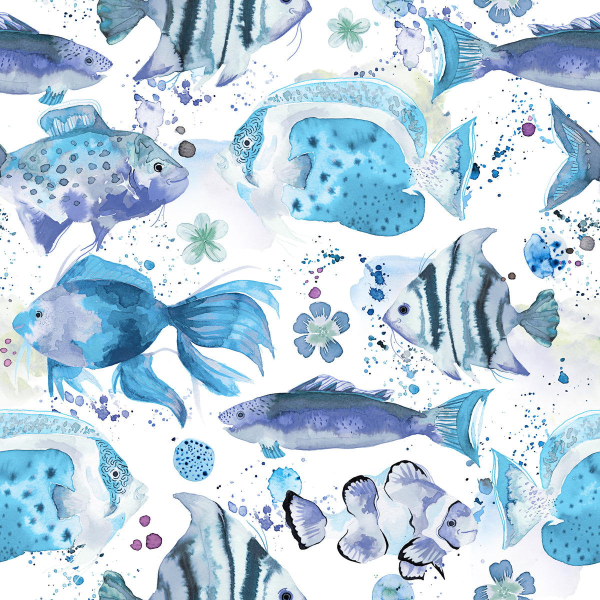 Underwater Fishes Colorful Hawaiian Sea Ocean Blue Wallpaper⁠ in your room — zoomed