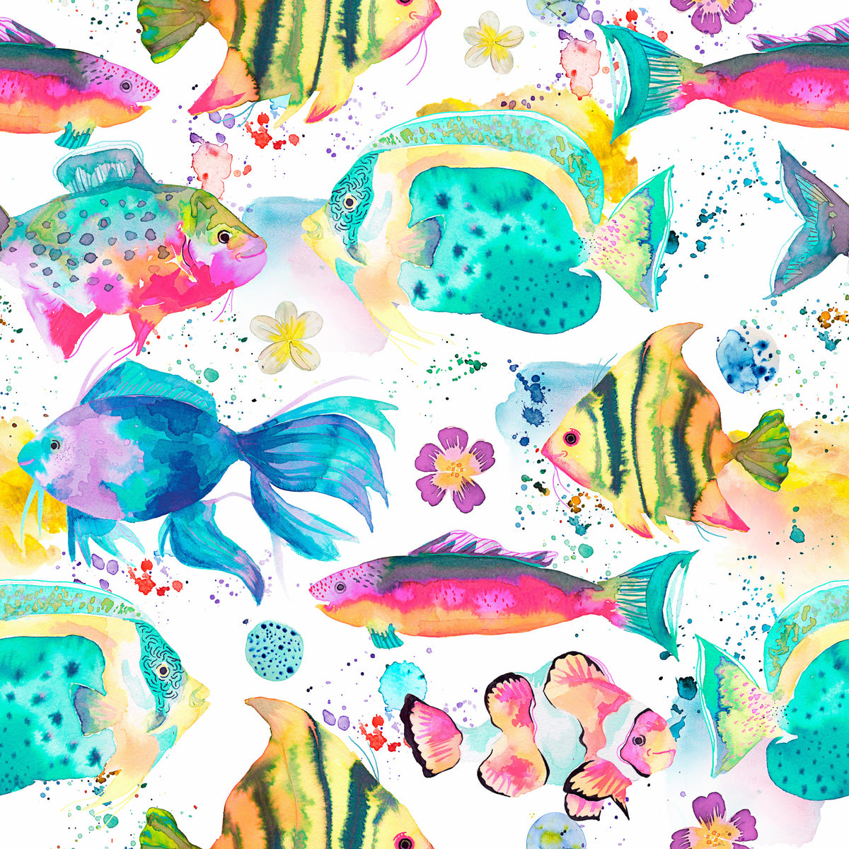 Underwater Fishes Colorful Hawaiian Sea Ocean Pink Wallpaper⁠ in your room — zoomed
