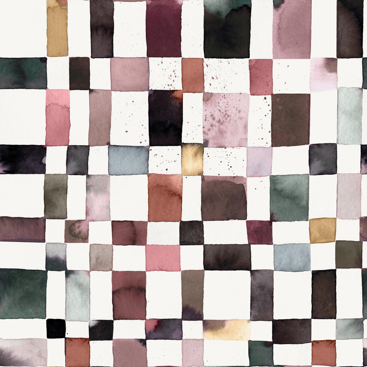 Watercolor Checker Geometric Wallpaper⁠ in your room — zoomed