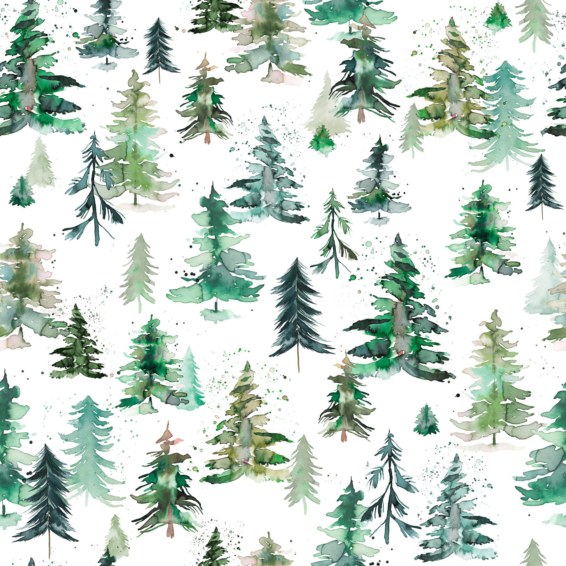 Watercolor Forest Trees Spruces Wallpaper⁠
