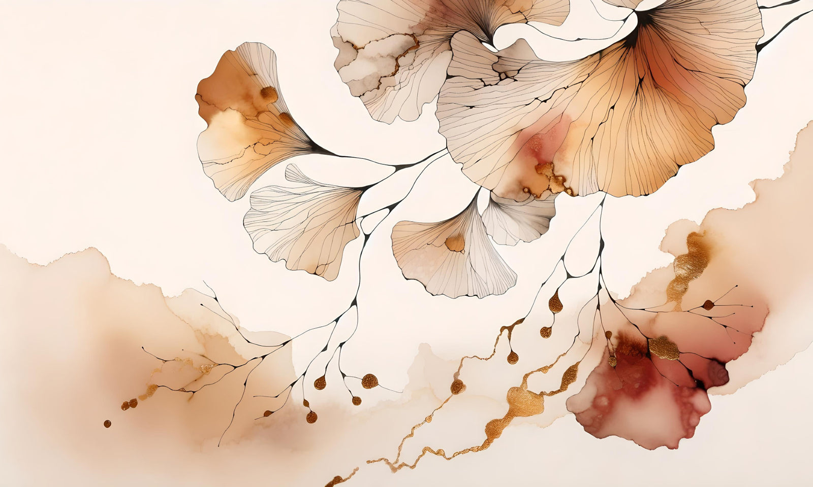 Amber Ginkgo Dreams Wall Mural