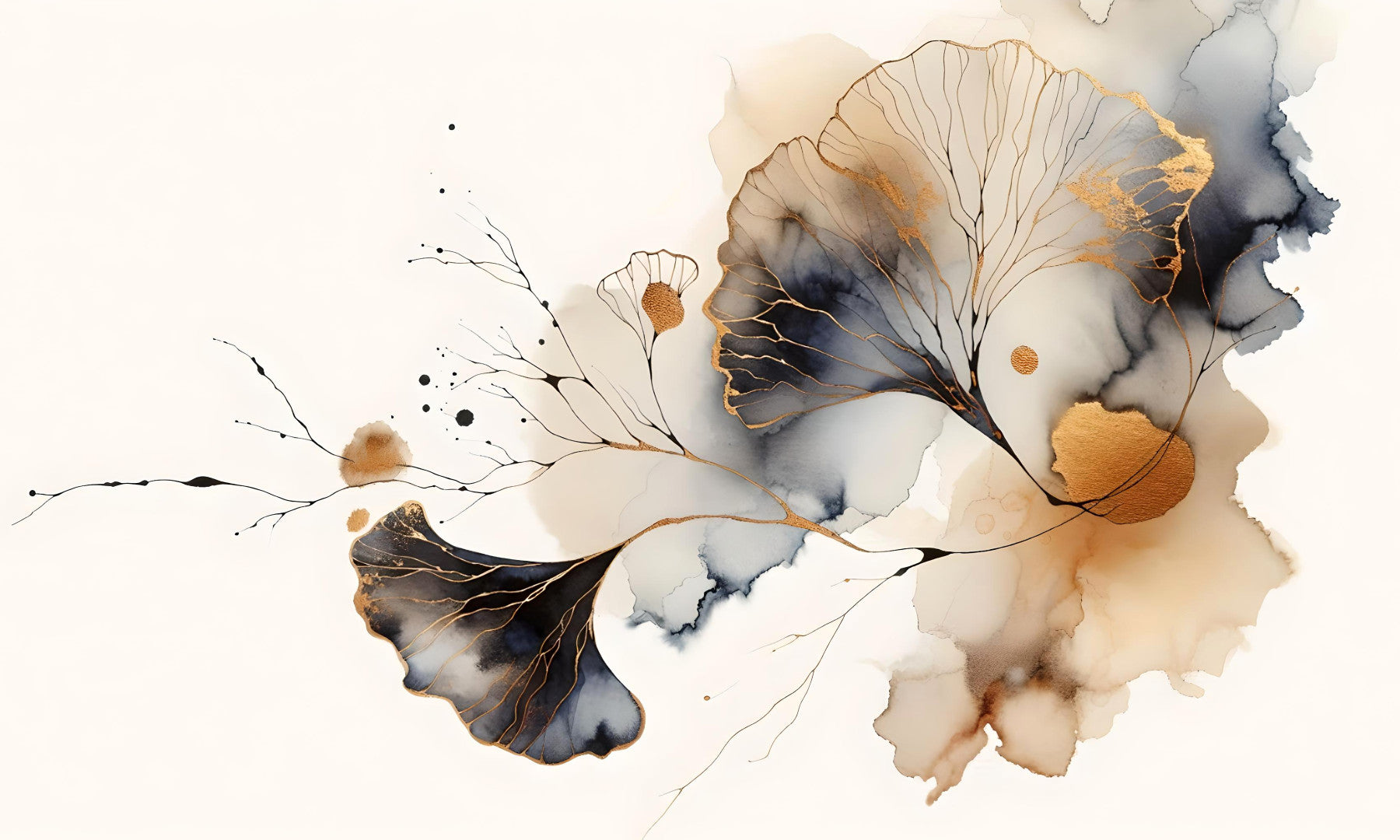 Golden Ginkgo Luxe Wall Mural in your room — zoomed
