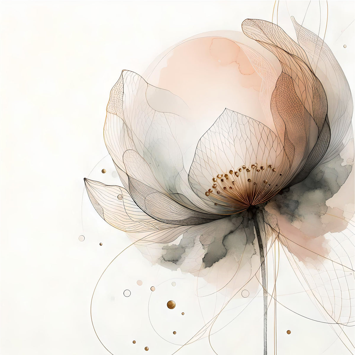 Ink Wash Lotus Dream Wall Mural