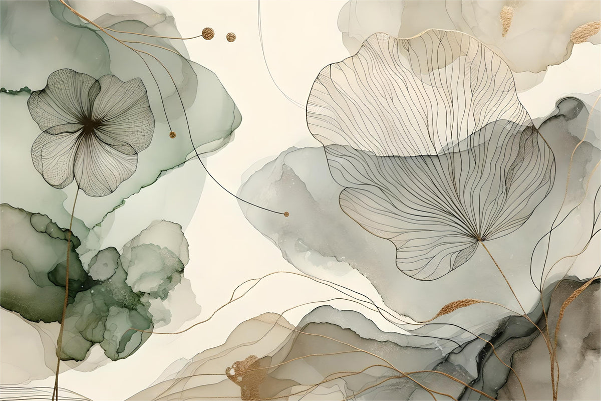 Whispering Sage Blossoms Wall Mural in your room — zoomed