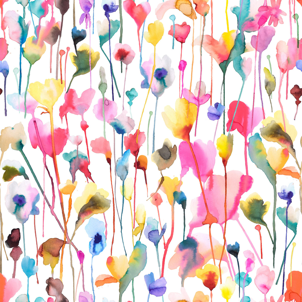 Wild Flowers Watercolor Pink Wallpaper⁠ in your room