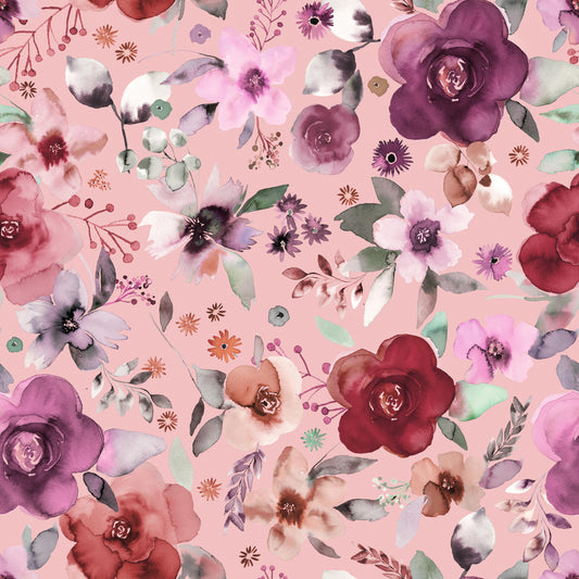 Wintery Bouquets Flowers Soft Pink Wallpaper⁠