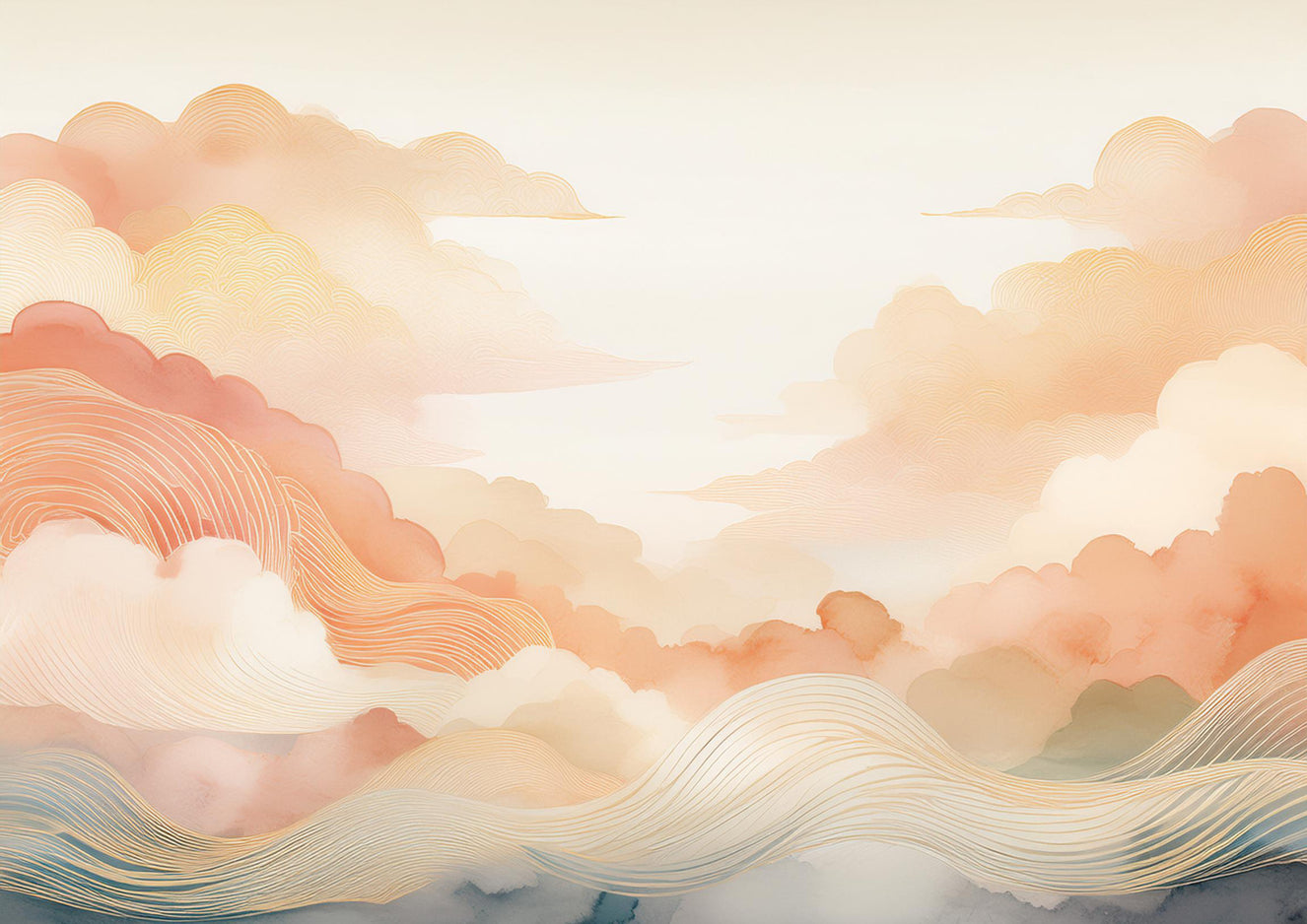 Coral Cloud Art Wall Mural