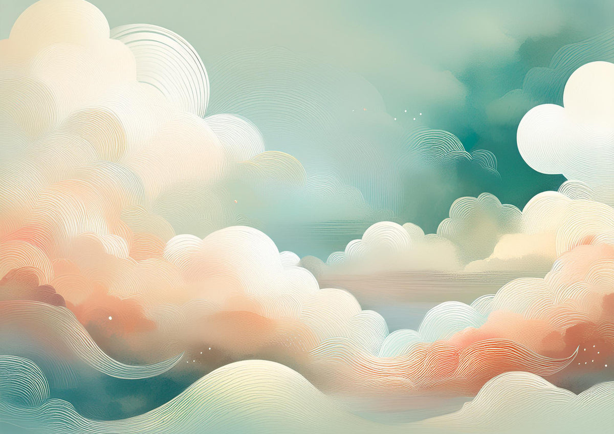 Whimsical Cloud Vista Wall Mural in your room — zoomed