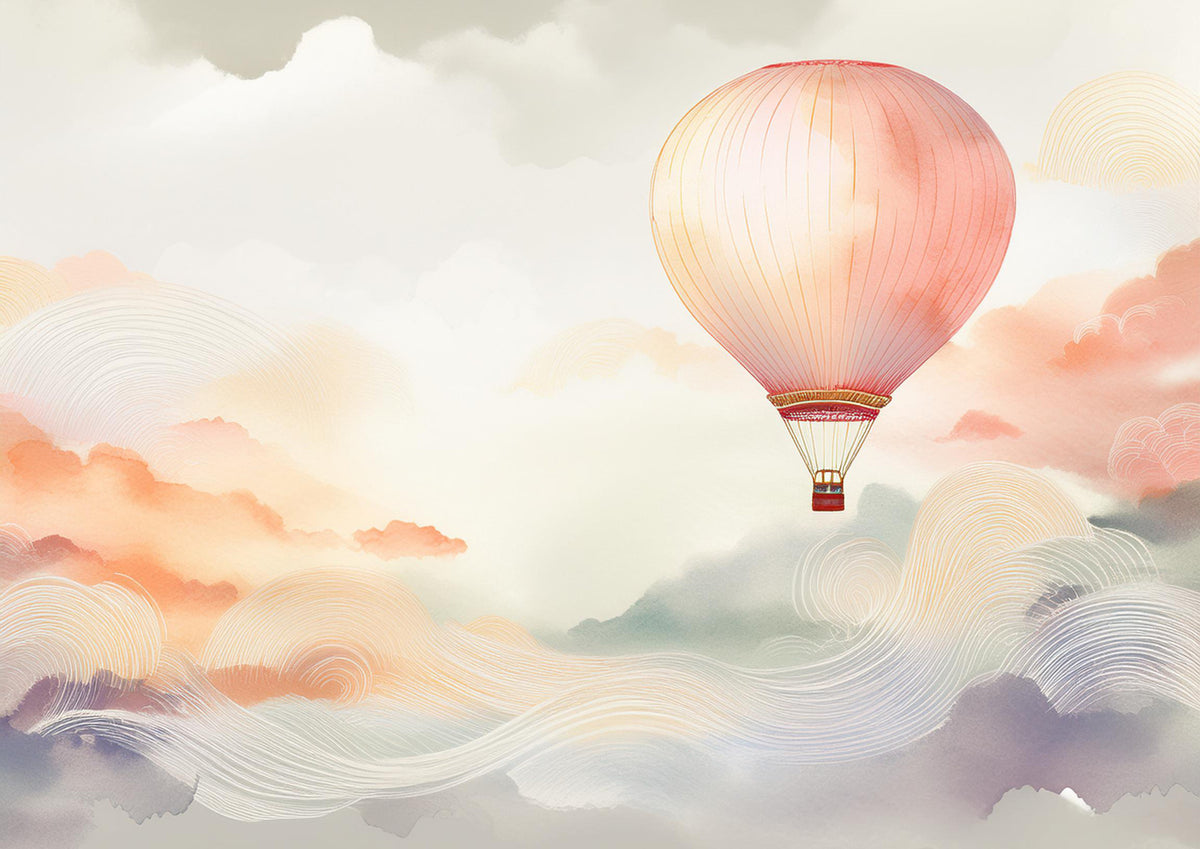 Dreamy Balloon Journey Wall Mural in your room — zoomed