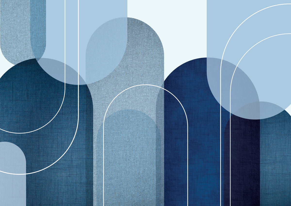 Mid Century Serene Blues Wall Mural in your room