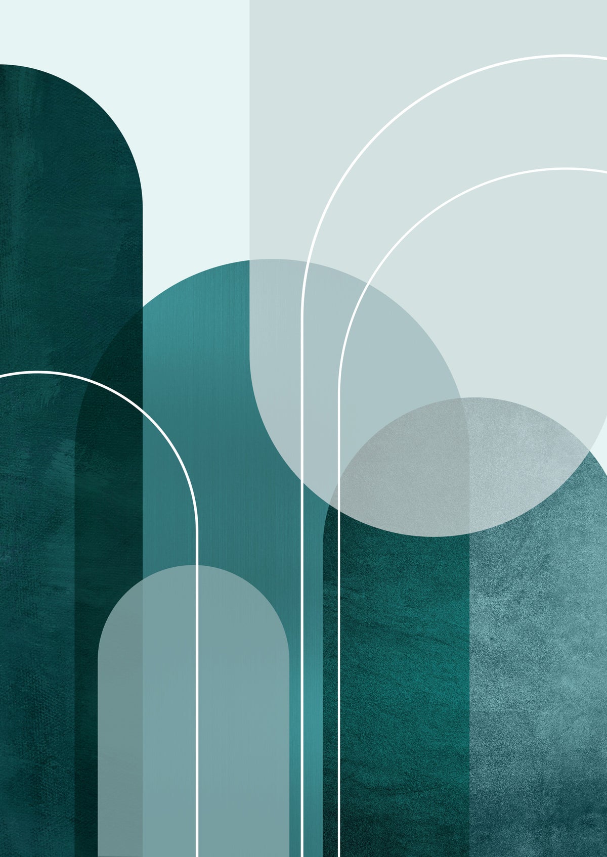 Modern Teal Arches 1 Wall Mural in your room — zoomed