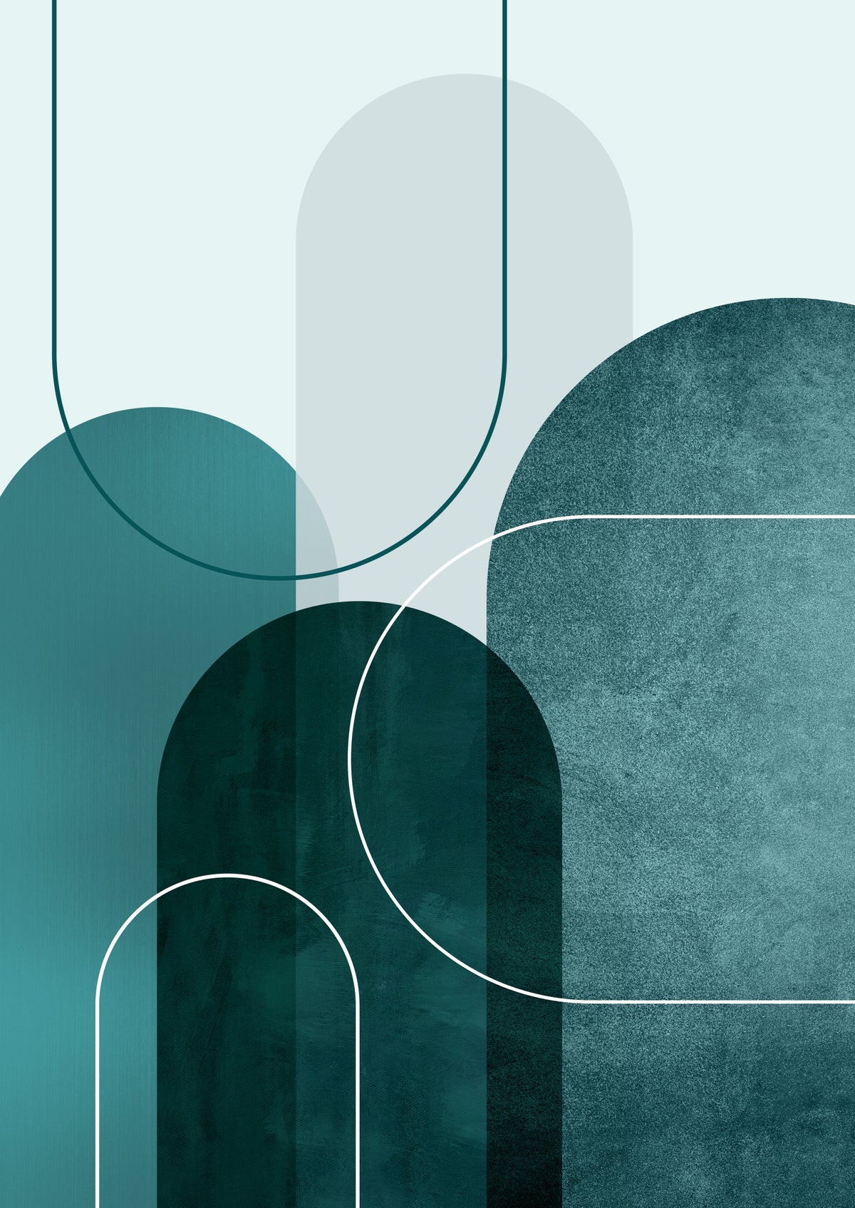 Modern Teal Arches 2 Wall Mural in your room