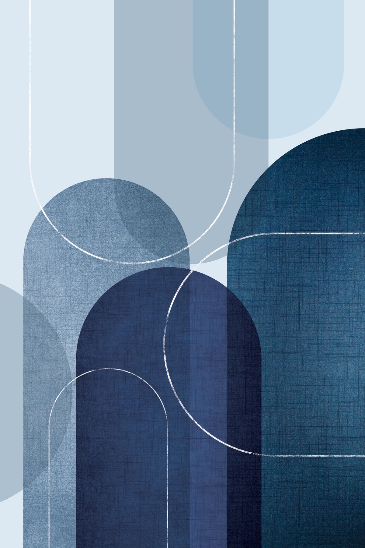 Mid Century Blue Linen 3 Wall Mural in your room