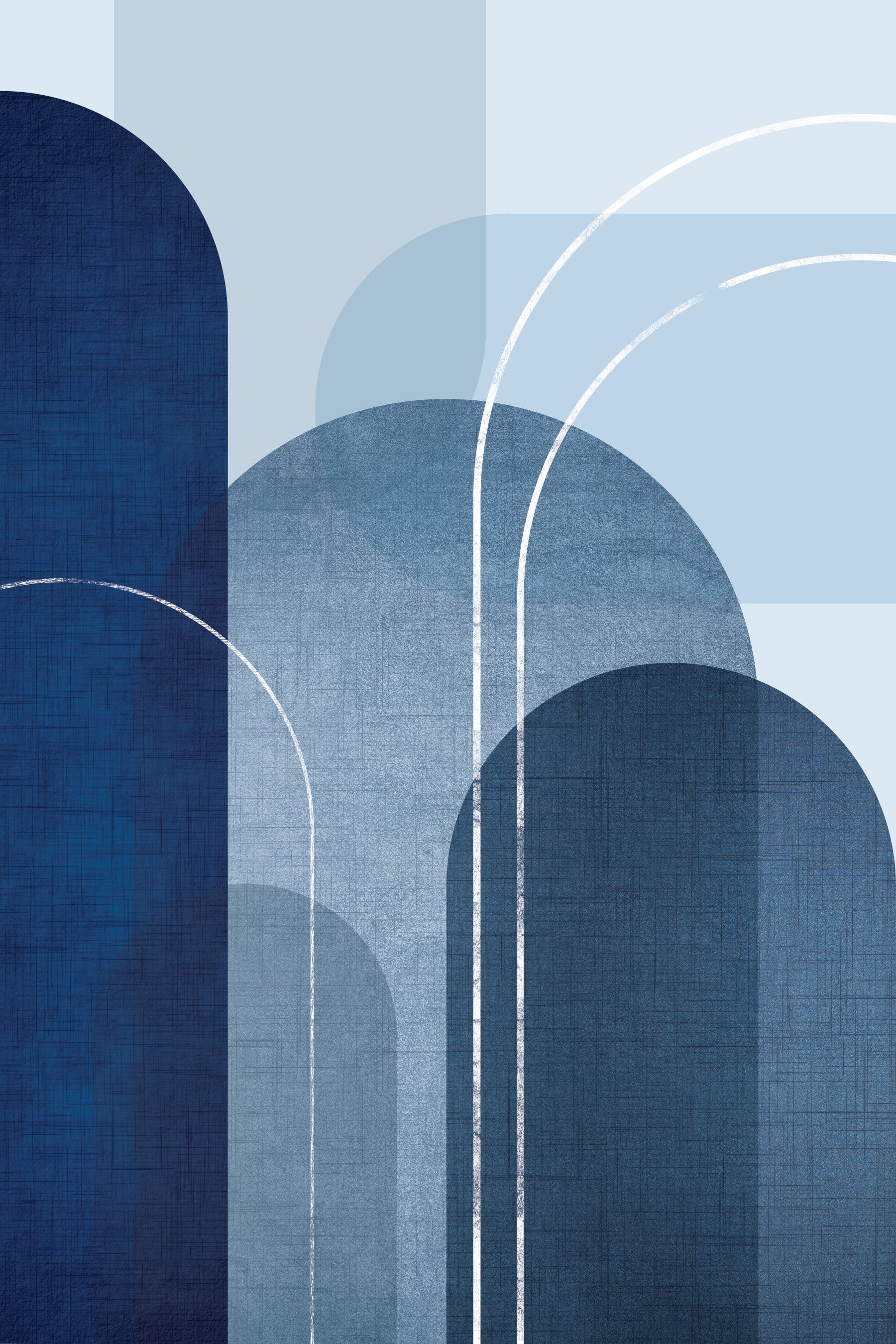 Mid Century Blue Linen 2 Wall Mural