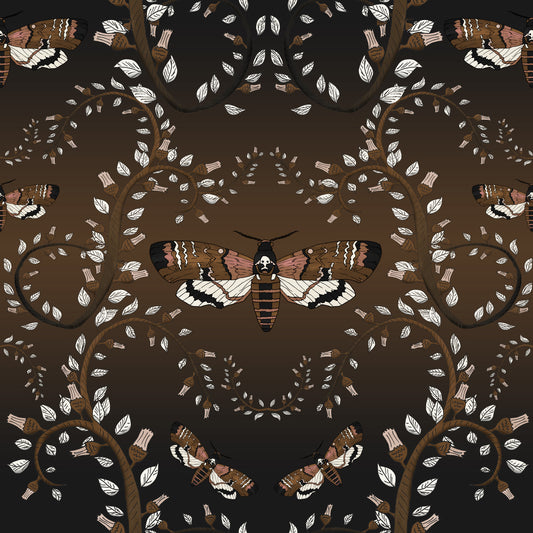Gothic Moth Vines Earthy Wallpaper⁠