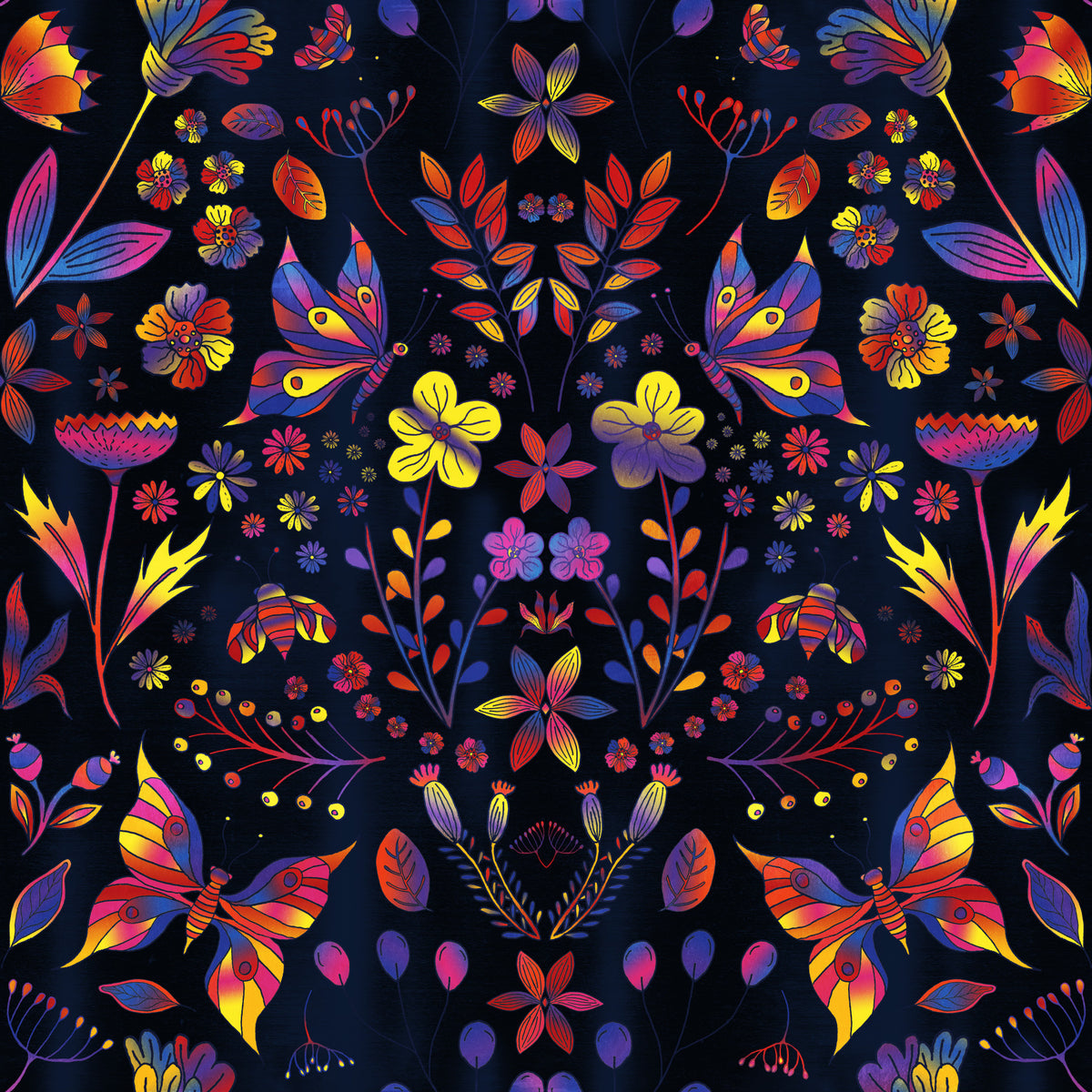 Wild Spring Garden Vivid Metallic Wallpaper⁠ in your room — zoomed