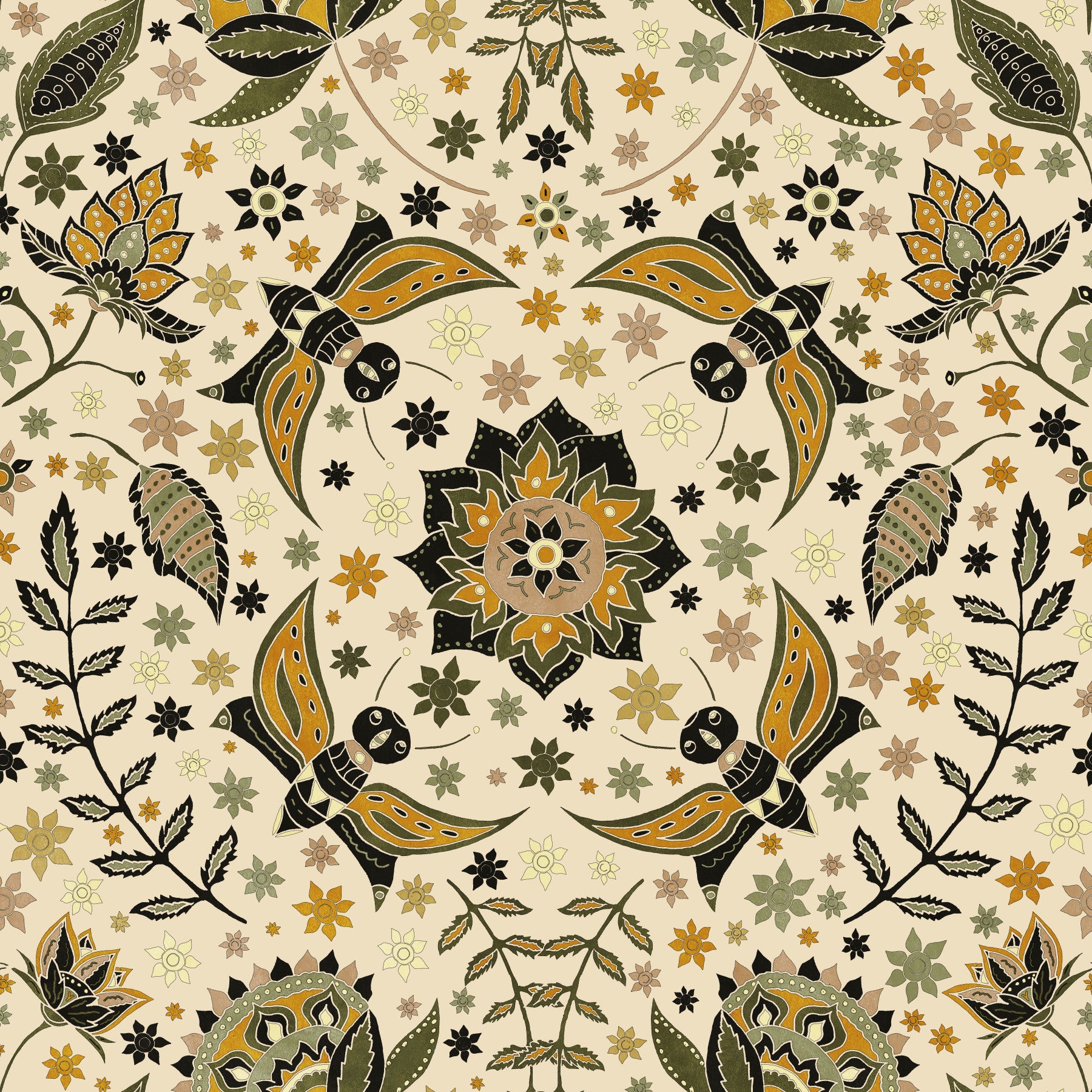 The Golden Moth Garden Wallpaper⁠ in your room — zoomed