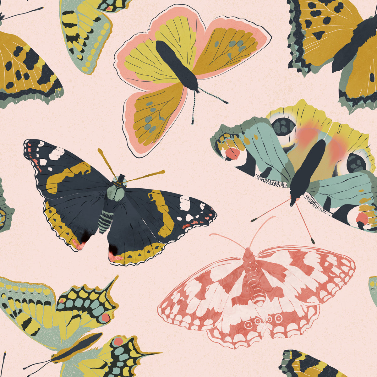 Butterflies in Bloom Wallpaper⁠ in your room — zoomed