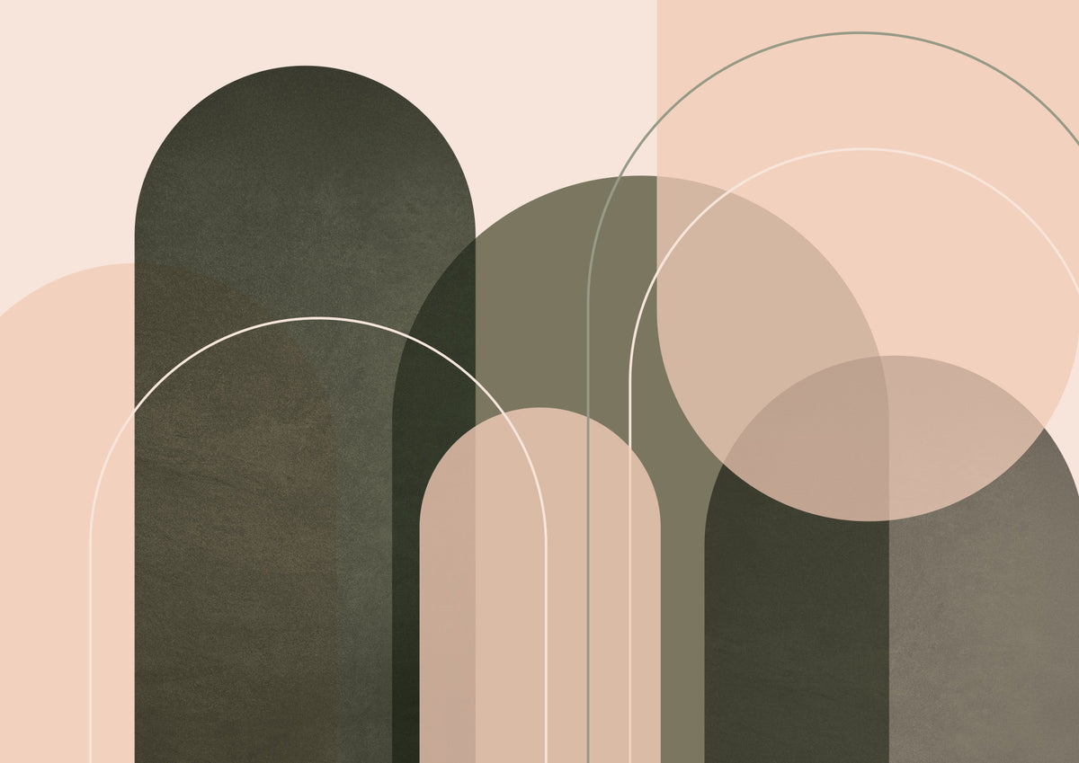 Olive Green Peach Harmony Wall Mural in your room