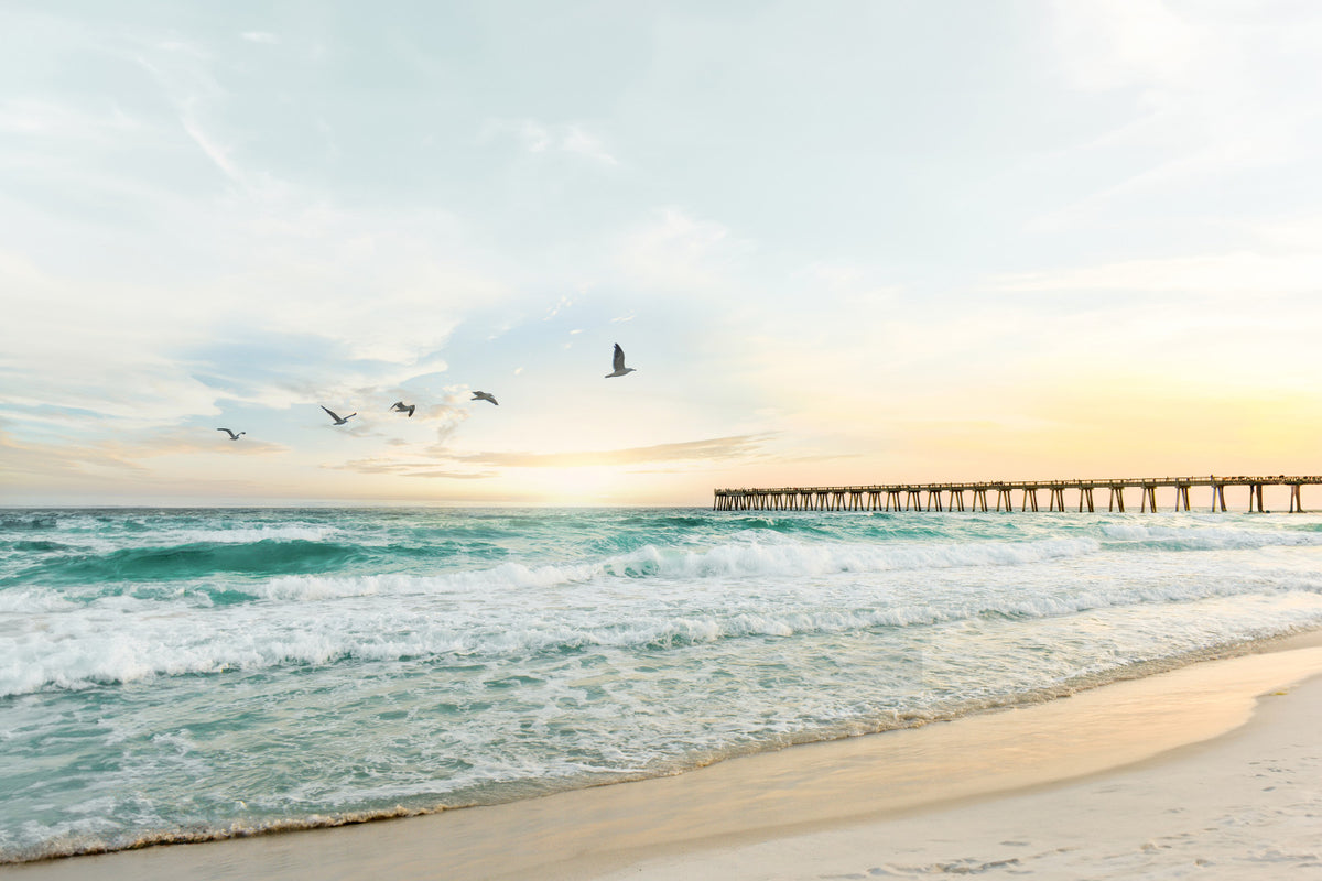Serene Sunset Seascape Wall Mural in your room
