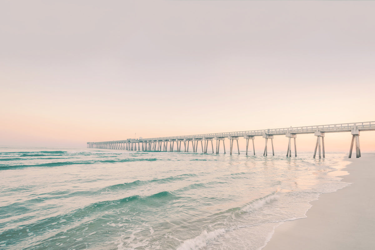Serene Sunset Pier Wall Mural in your room — zoomed