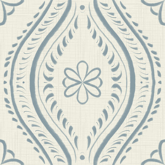 Faded Ogee Damask - Bright - Arona Wallpaper⁠