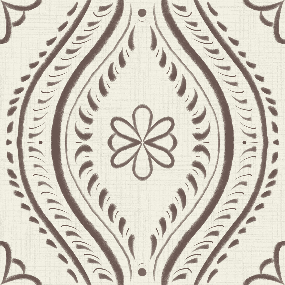Faded Ogee Damask - Bright - Coffee Quartz Wallpaper⁠ in your room — zoomed