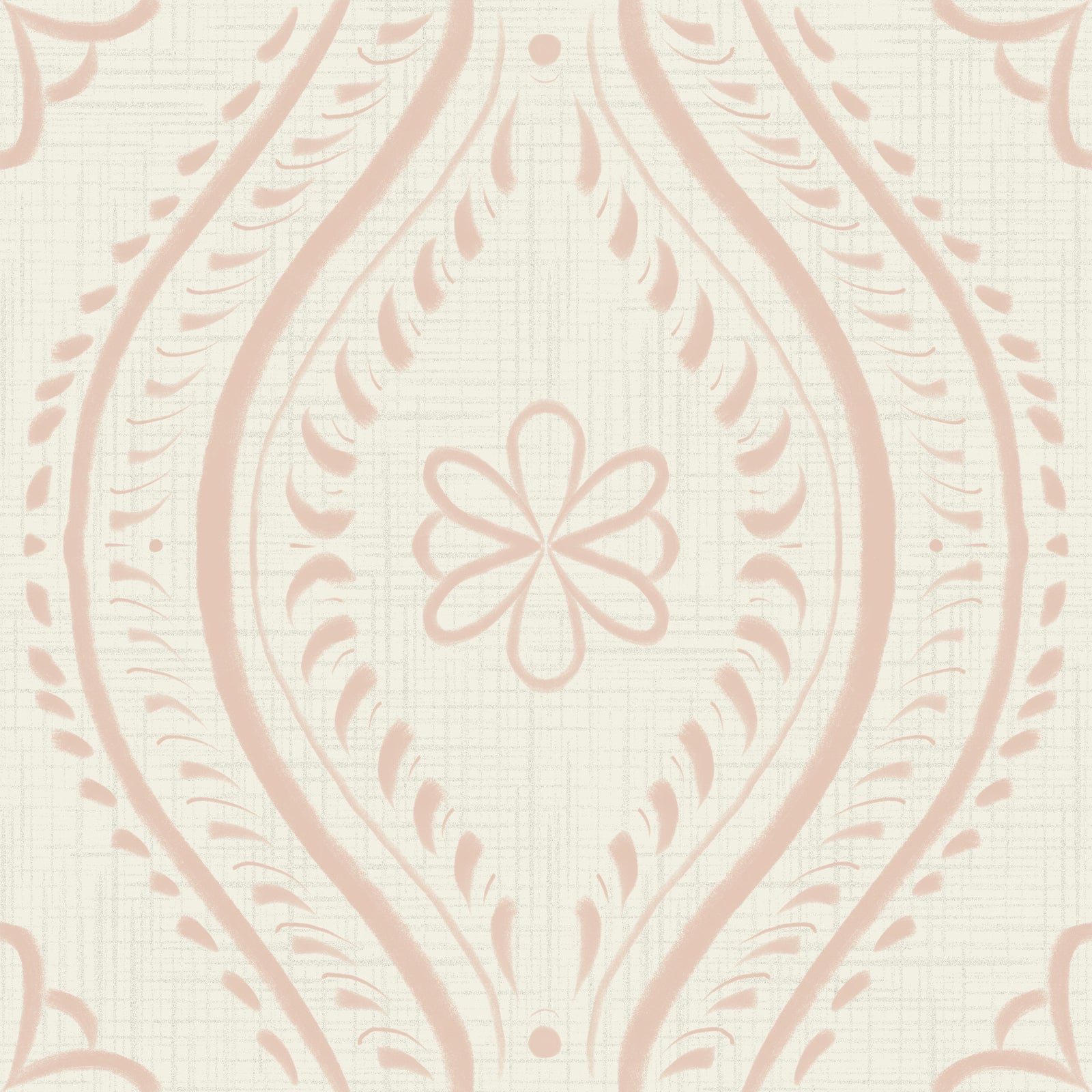 Faded Ogee Damask - Bright - Cream Tan Wallpaper⁠ in your room