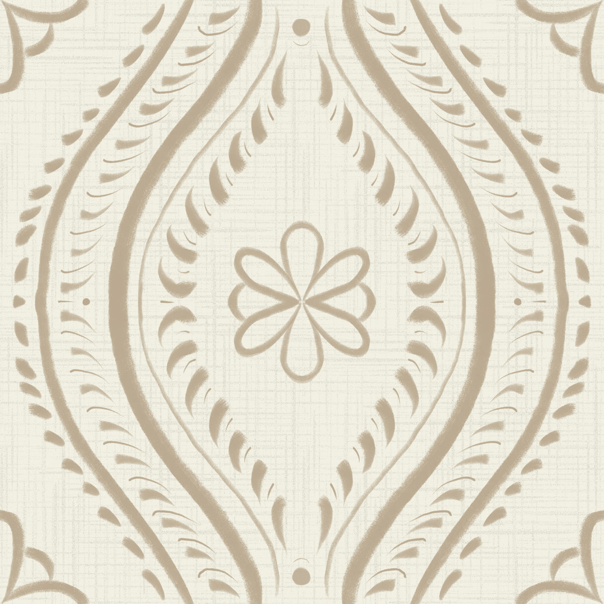 Faded Ogee Damask - Bright - Safari Wallpaper⁠