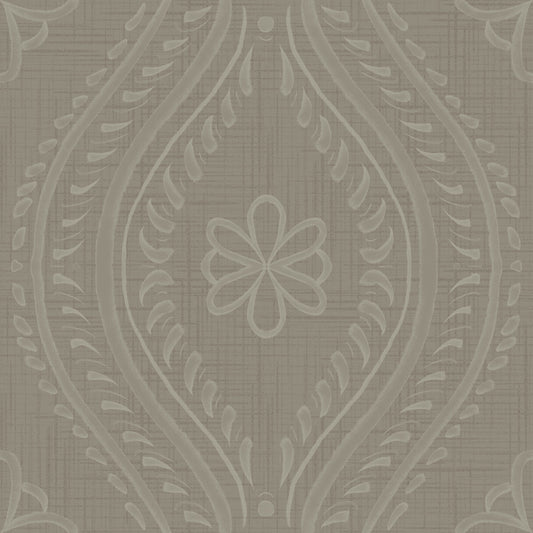 Faded Ogee Damask - Laurel Oak Wallpaper⁠