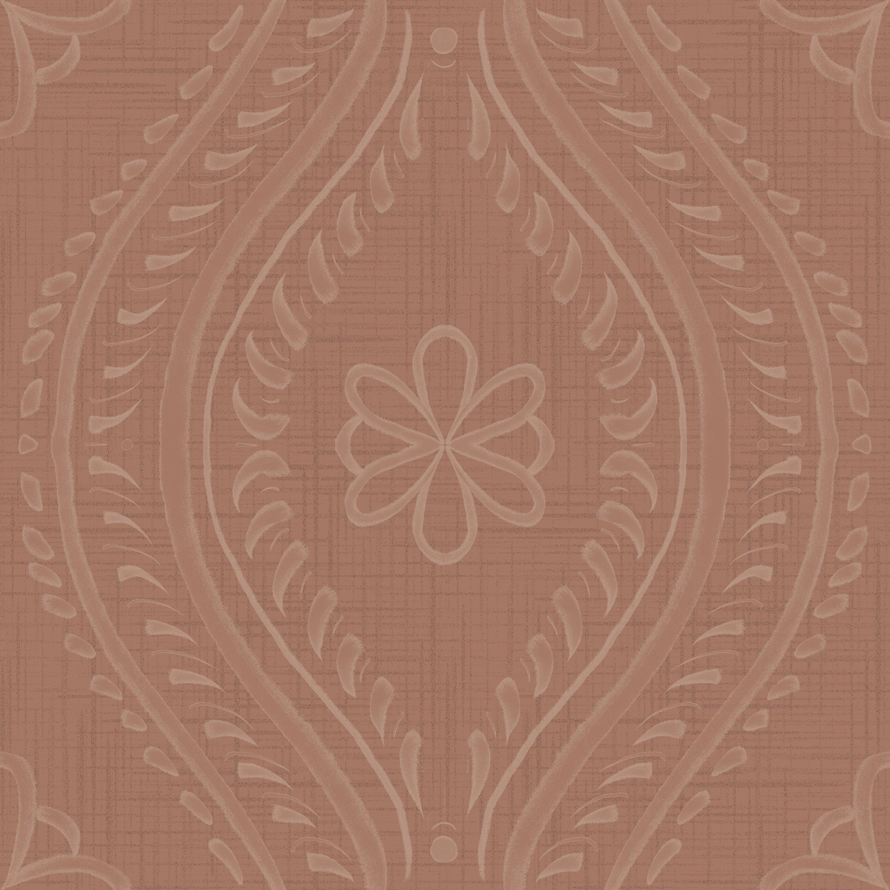 Faded Ogee Damask - Mocha Mousse Wallpaper⁠