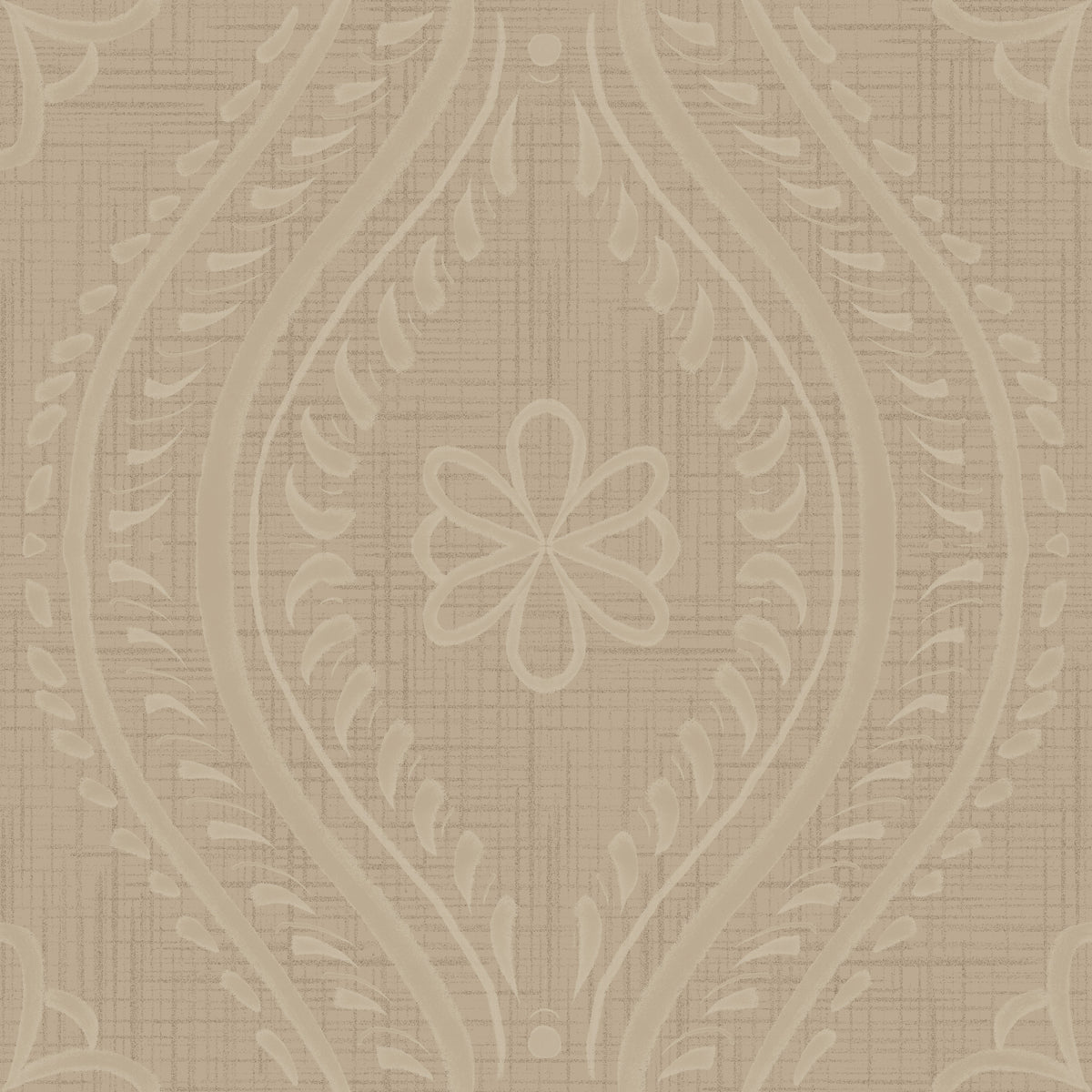 Faded Ogee Damask - Safari Wallpaper⁠