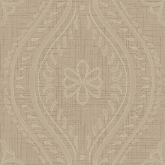 Faded Ogee Damask - Safari Wallpaper⁠