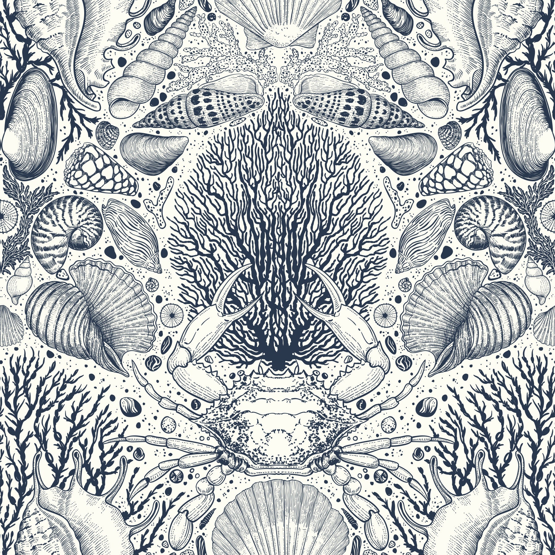 Undersea Treasures Botanical Ocean Wallpaper⁠