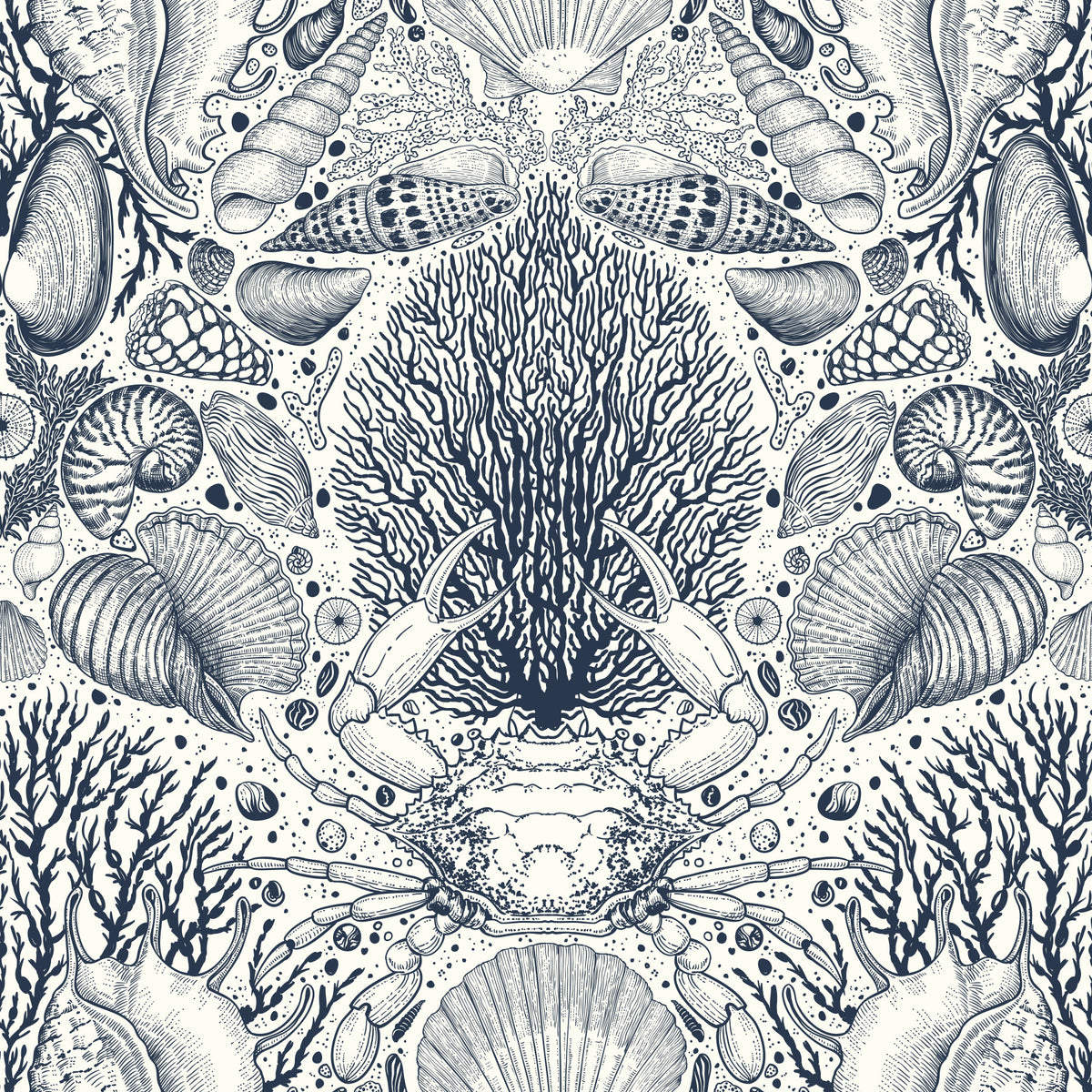 Undersea Treasures Botanical Ocean Wallpaper⁠ in your room — zoomed