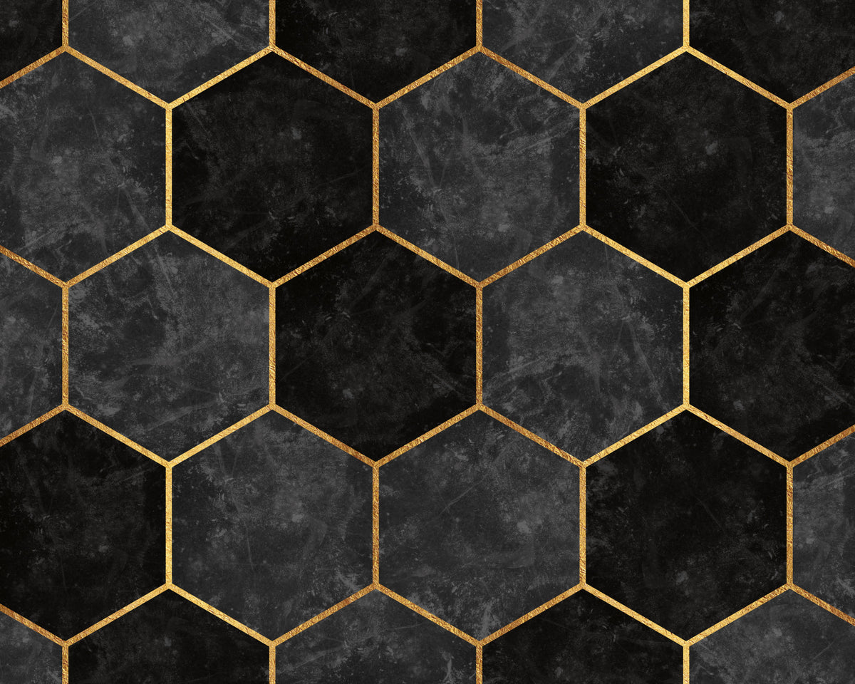 Urban Charcoal Hexagon Pattern Wall Mural in your room