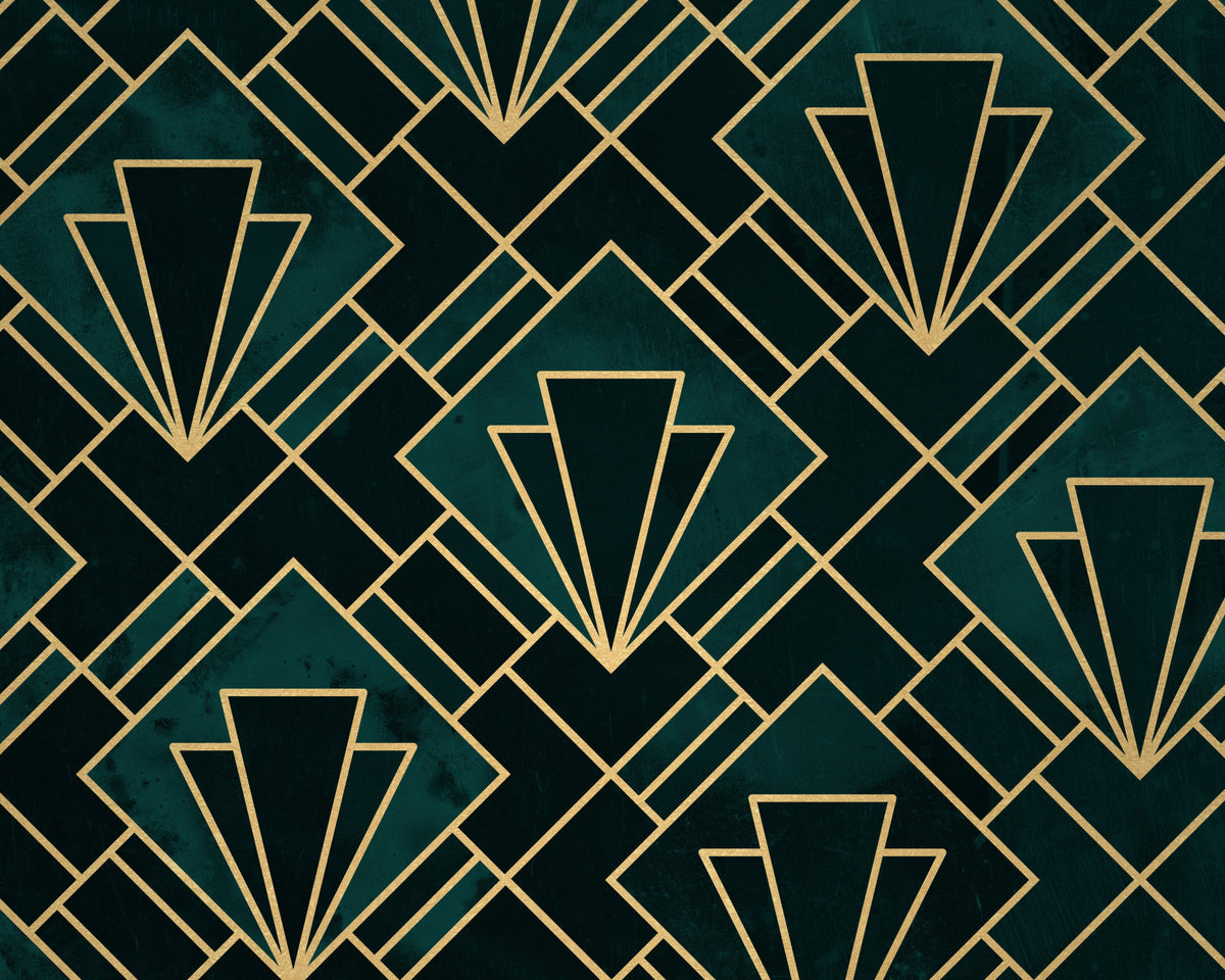 Emerald Art Deco Mosaic Wall Mural in your room