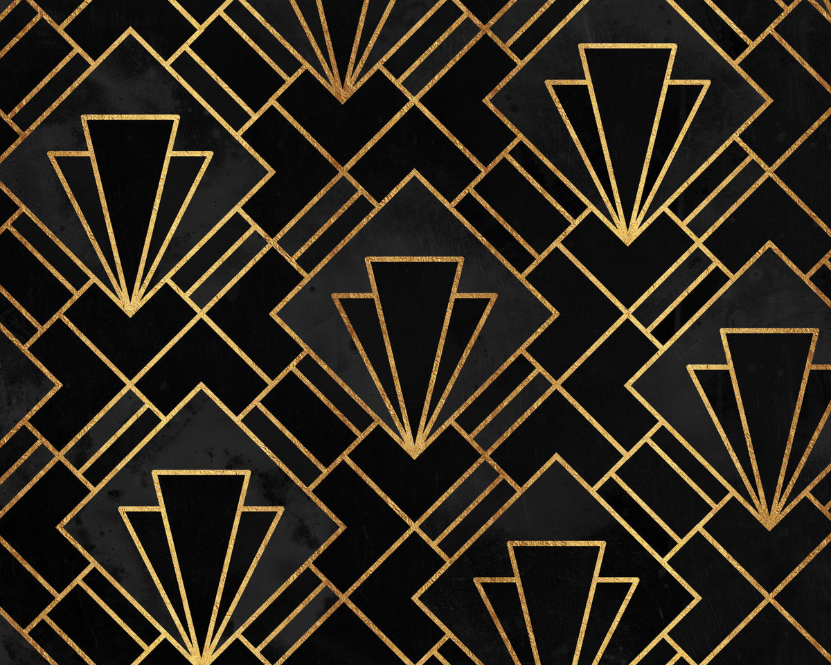 Black Night Art Deco Mosaic Wall Mural in your room