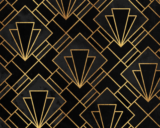 Black Night Art Deco Mosaic Wall Mural
