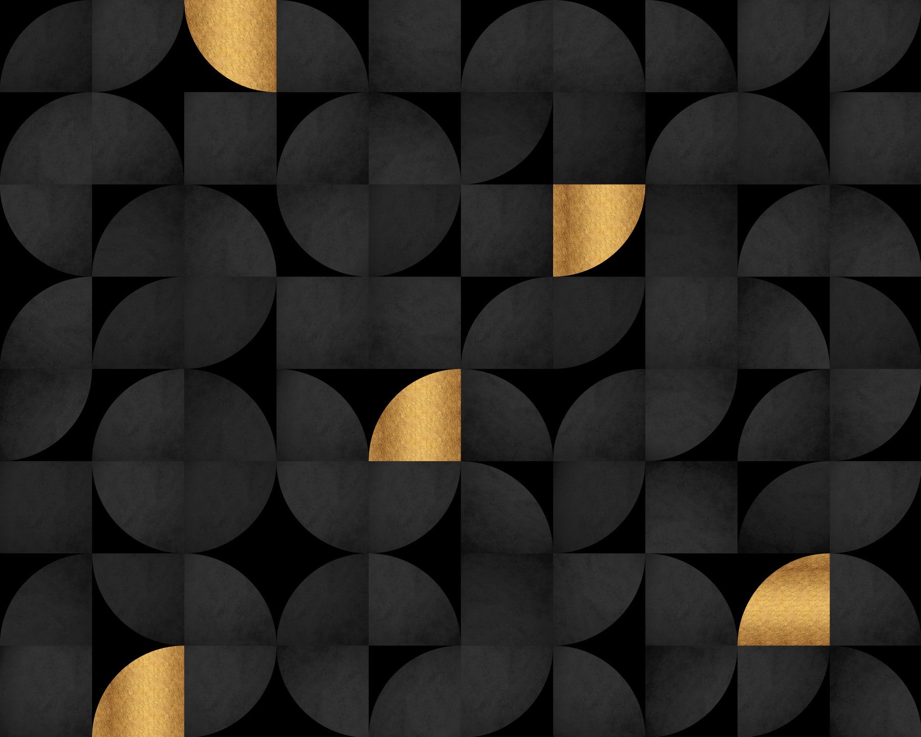 Mid-Century Black and Luxury Gold Wall Mural