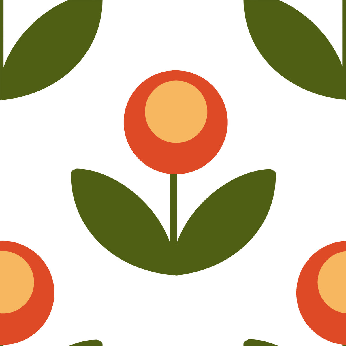 Mid-Century Modern Blooms Wallpaper⁠ in your room — zoomed