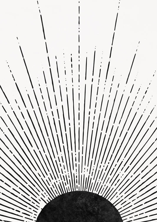 Black Sun Rays Wall Mural