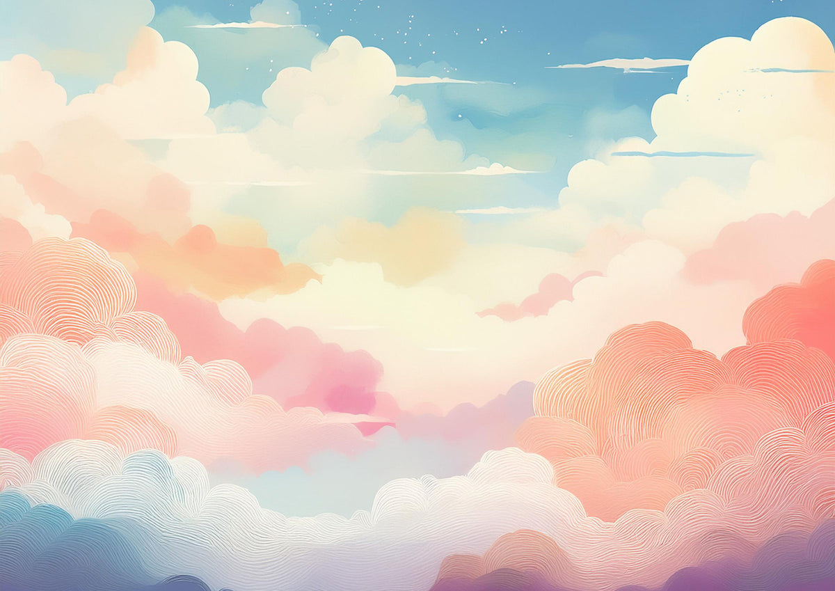 Cotton Candy Cloudscape Wall Mural in your room — zoomed