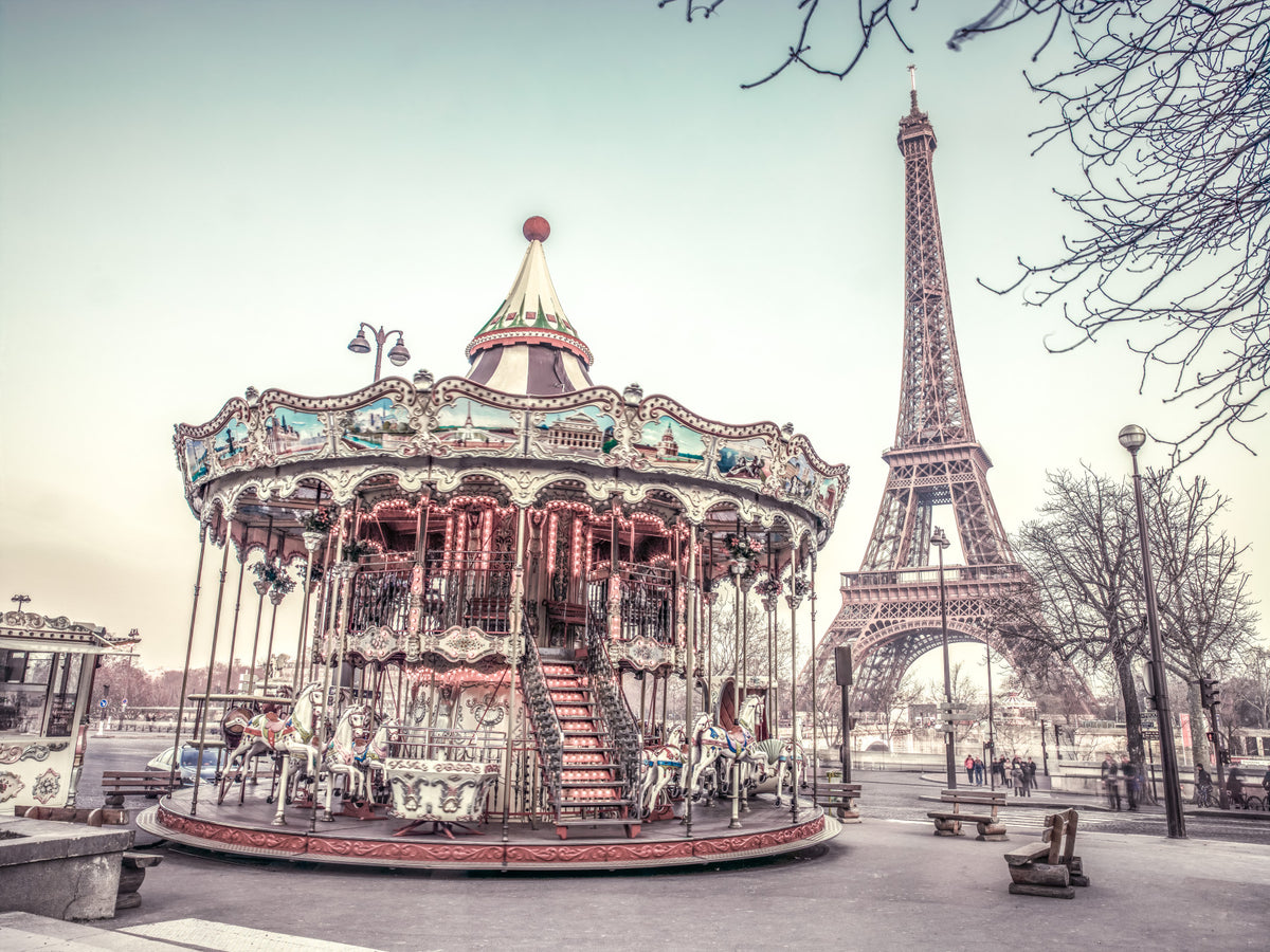 Carousel and Eiffel Tower Wall Mural in your room