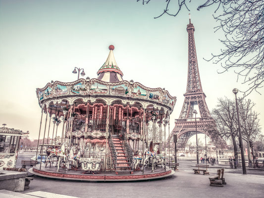 Carousel and Eiffel Tower Wall Mural