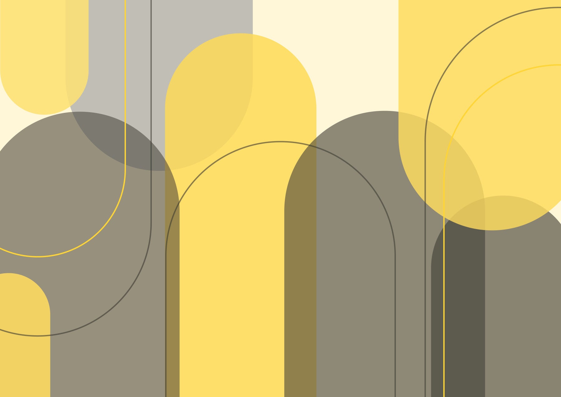 Elegant Arches Taupe Yellow Wall Mural