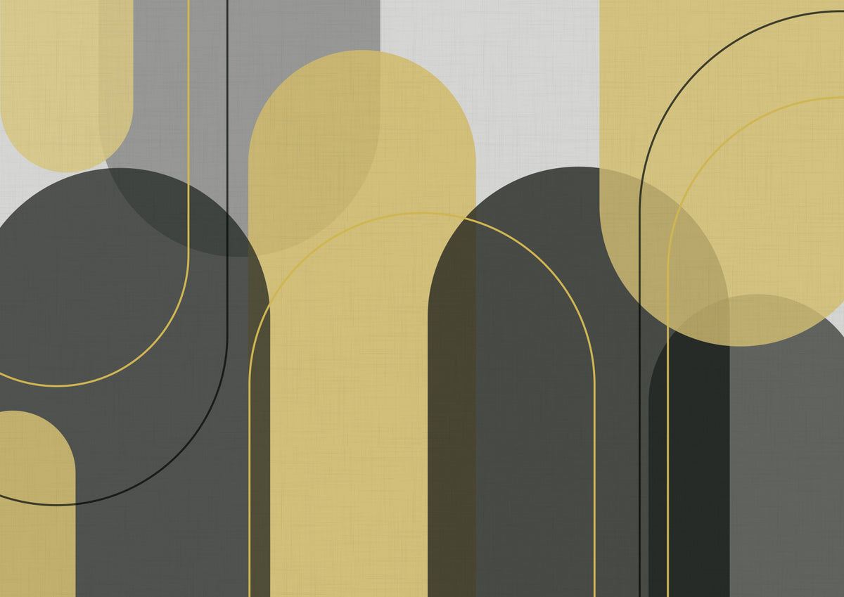 Elegant Arches Yellow Grey Wall Mural in your room — zoomed