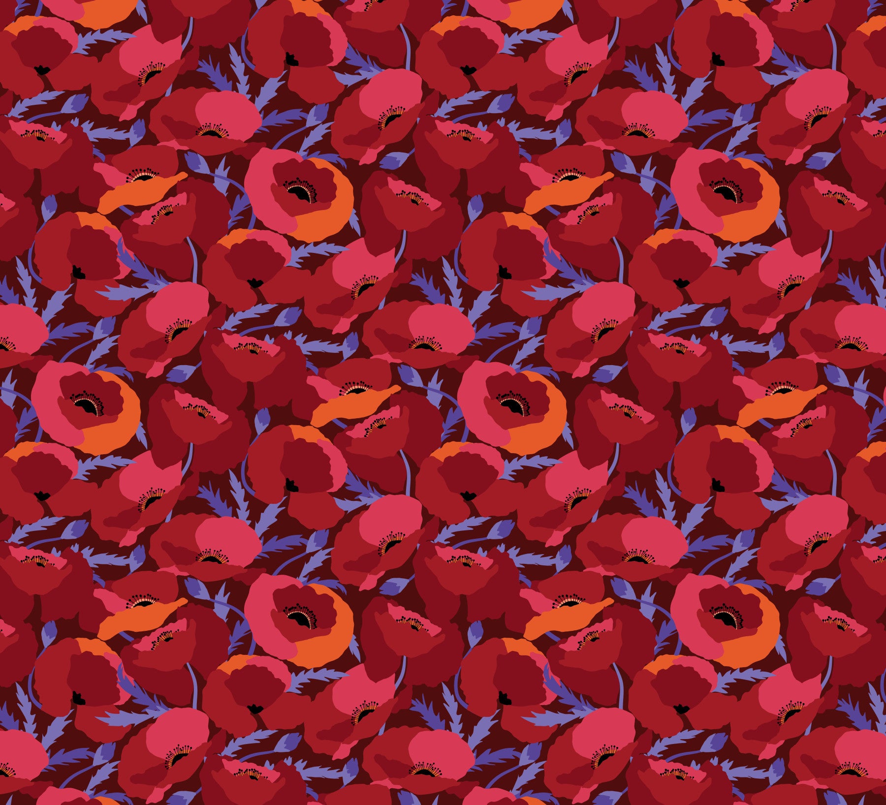 Crimson Poppy Bloom Wall Mural in your room — zoomed